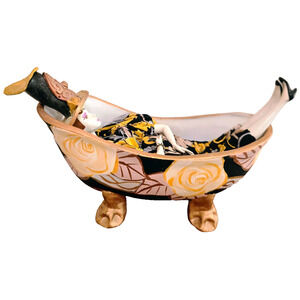 Vintage Poupee Millet doll in tub with jewelry on by Isabelle 1997 signed